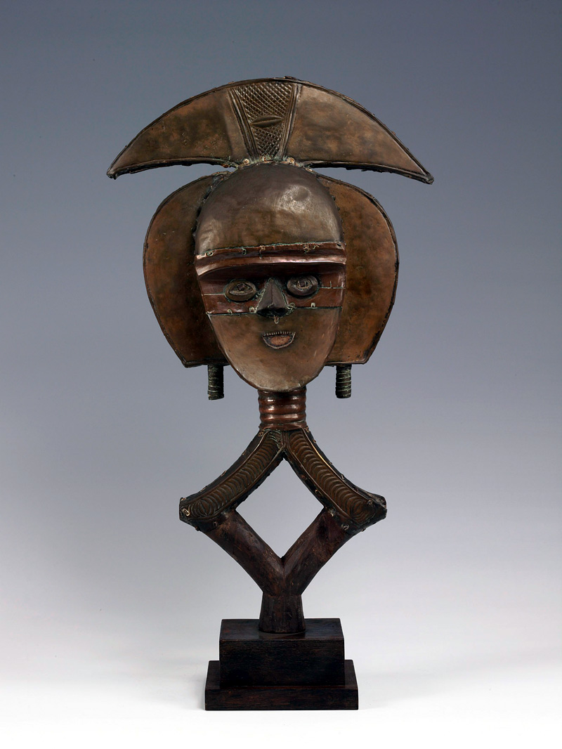 Reliquary Figure; Gabon, Kota, Africa; Wood and Brass; Height: 57 cm