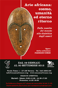 LOCANDINA DELLA MOSTRA DI ARTE AFRICANA: "Cosmo, Umanit ed Eterno Ritorno"